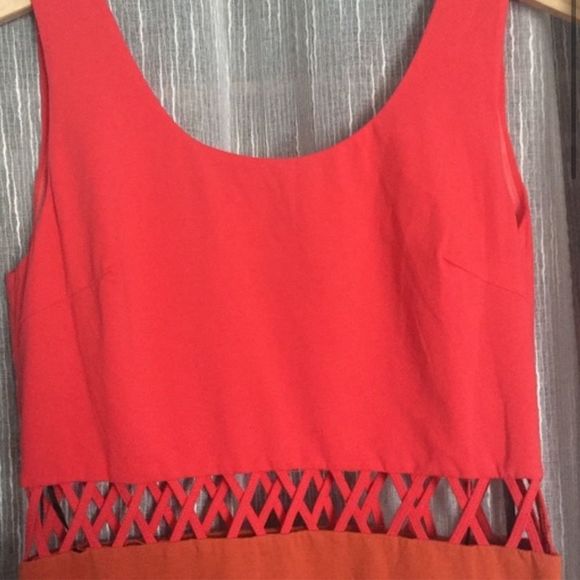 ARK & CO ORANGE & RED CUTOUT BODY CON MINI - Picture 3 of 4